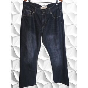 Blue Rag Mens Dark Wash Straight Leg Denim Jeans Blue Contrast Stitch 40x30